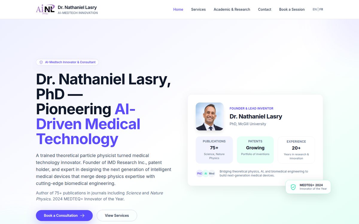 IMD AI medical technology consulting website